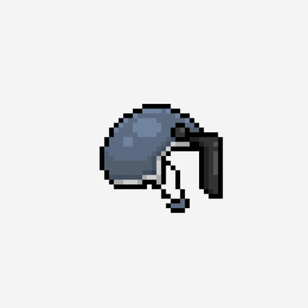 grey helmet with black face shield in pixel art styleのイラスト素材