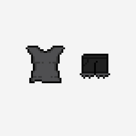black clothes and short pants in pixel art styleのイラスト素材