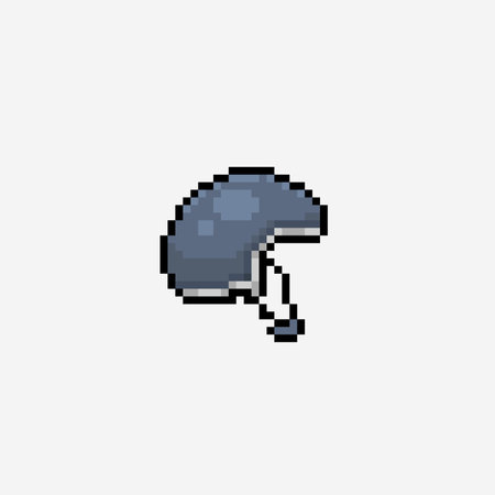 grey helmet in pixel art styleのイラスト素材