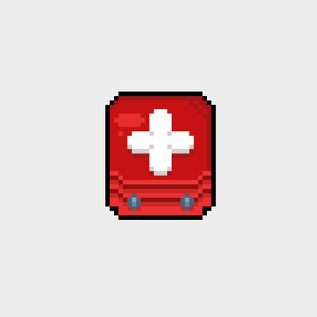 red medical box in pixel art styleのイラスト素材