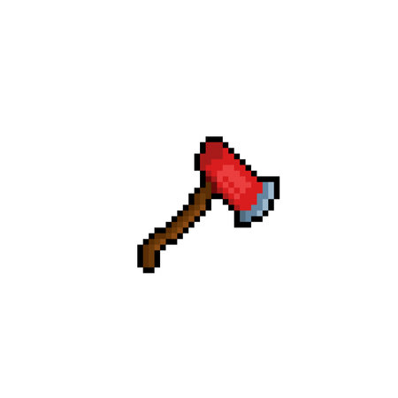 red axe in pixel art styleのイラスト素材