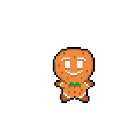 gingerbread cookie in pixel art styleのイラスト素材