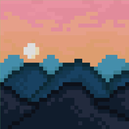 mounts view in pixel art styleのイラスト素材