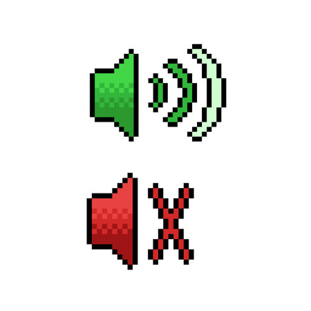 mute and loud icon pixel art styleのイラスト素材