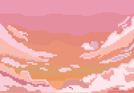 Afternoon cloud view in pixel art styleのイラスト素材