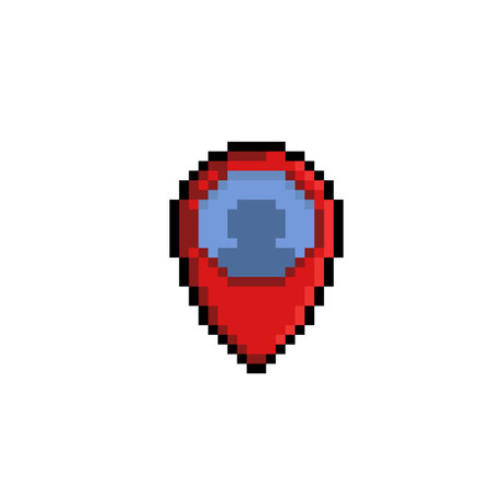 gps icon with people sign in pixel art styleのイラスト素材