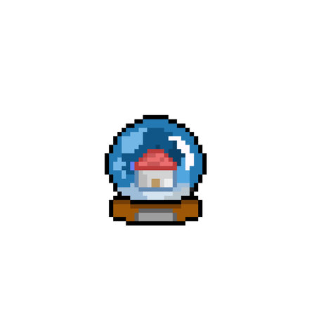 a house in the round glass with pixel art styleのイラスト素材