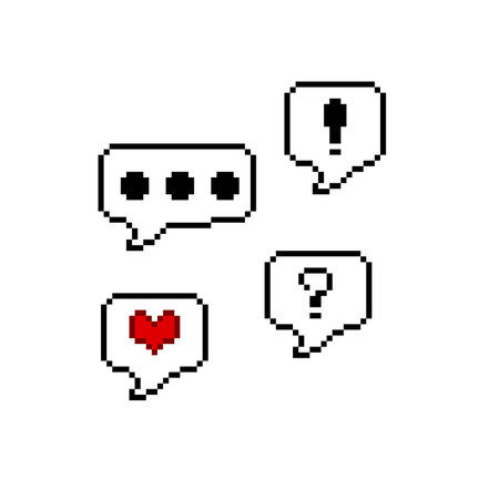 speech bubbles set in pixel art styleのイラスト素材
