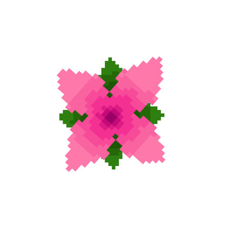 pink flower in pixe art styleのイラスト素材