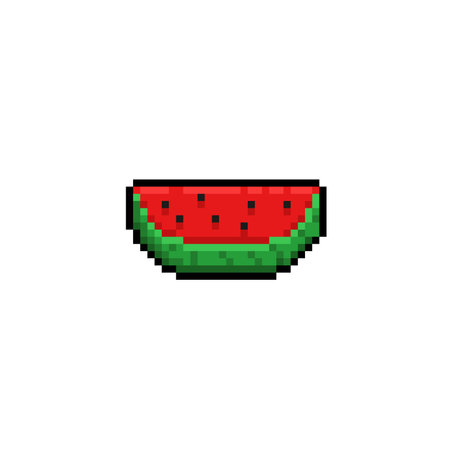 piece of watermelon in pixel art styleのイラスト素材