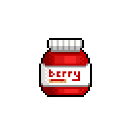 strawberry jam in pixel art styleのイラスト素材