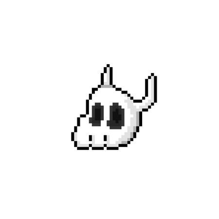skull head with horn in pixel art styleのイラスト素材