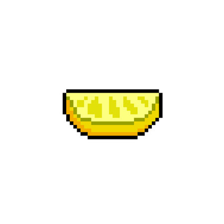 lemon slice in pixel art styleのイラスト素材