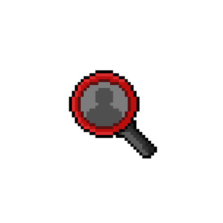 magnifying tool with people sign in pixel art styleのイラスト素材
