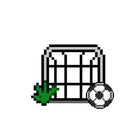 goal and ball in pixel art styleのイラスト素材