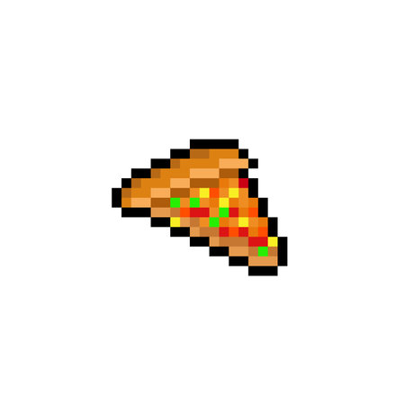 piece of pizza in pixel art styleのイラスト素材