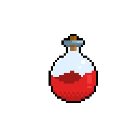 red potion bottle in pixel art styleのイラスト素材