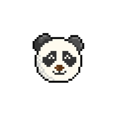 panda head in pixel art styleのイラスト素材