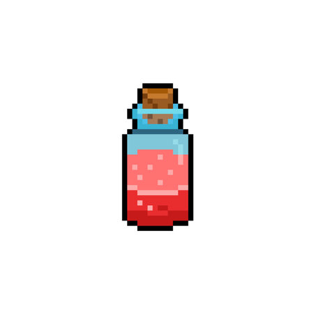 red bottle potion in pixel art styleのイラスト素材
