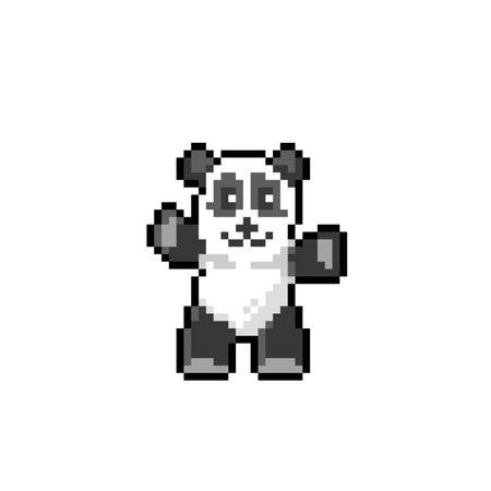 baby panda in pixel art styleのイラスト素材