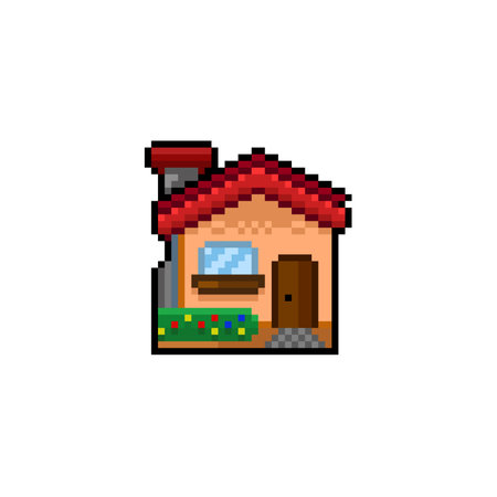 a simple house in pixel art styleのイラスト素材
