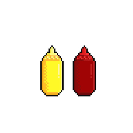 mayonnaise and sauce in pixel art styleのイラスト素材