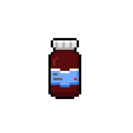 medicine bottle in pixel art styleのイラスト素材