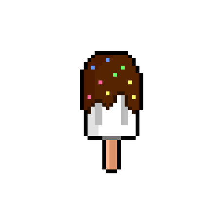 vanilla ice cream with chocolate in pixel art styleのイラスト素材