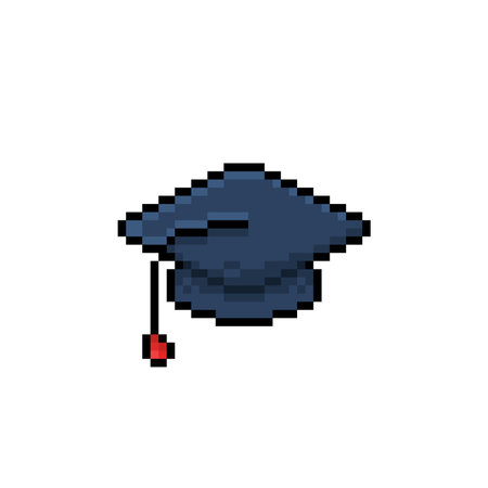 graduate cap in pixel art styleのイラスト素材