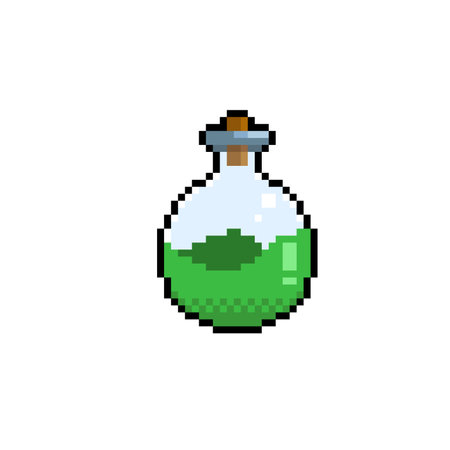 green potion in pixel art styleのイラスト素材