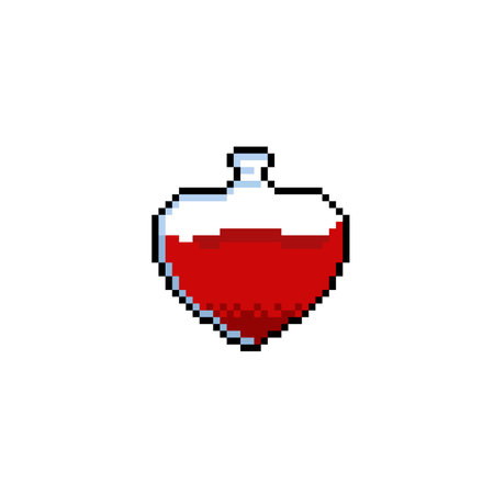 red potion in pixel art styleのイラスト素材