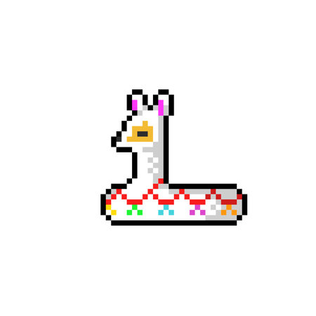swimming balloon with llama shape in pixel art styleのイラスト素材