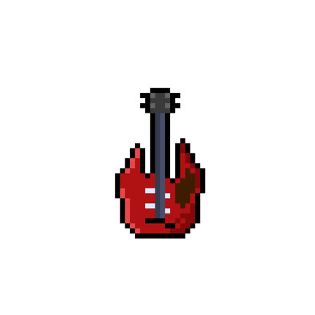 electric guitar in pixel art styleのイラスト素材