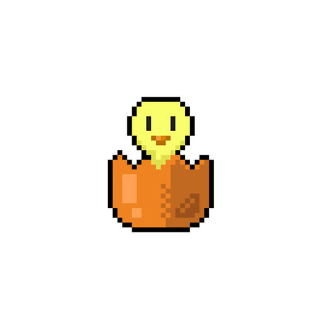 hatched egg in pixel art styleのイラスト素材