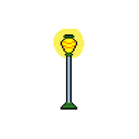 lamp pole in pixel art styleのイラスト素材