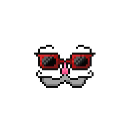 black glasses in pixel art styleのイラスト素材