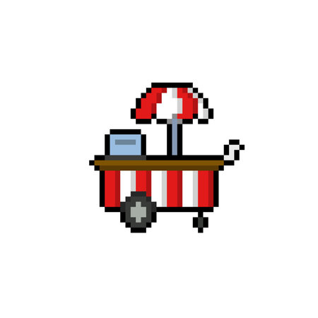 food cart in pixel art styleのイラスト素材