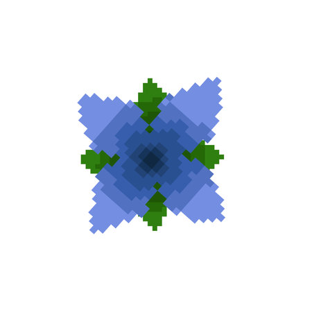 blue flower in pixel art styleのイラスト素材