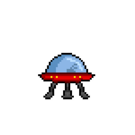 UFO in pixel art styleのイラスト素材