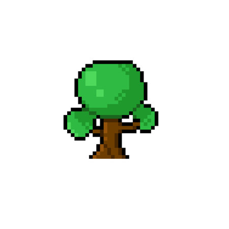 cute tree in pixel art styleのイラスト素材