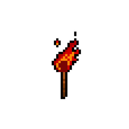 torch flame in pixel art styleのイラスト素材
