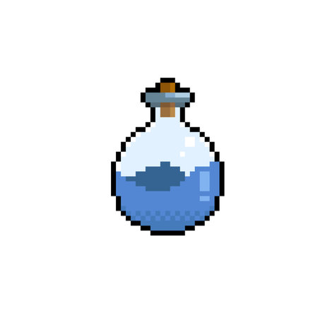 blue potion in pixel art styleのイラスト素材