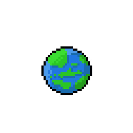 earth globe in pixel art styleのイラスト素材