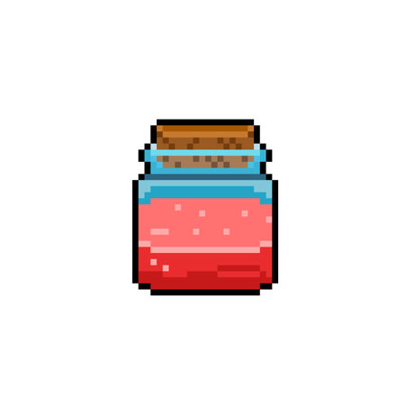 red potion bottle in pixel art styleのイラスト素材