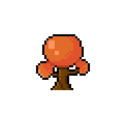 autumn tree in pixel art styleのイラスト素材