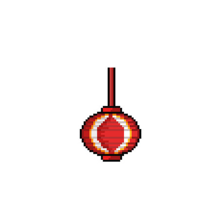 chinese lantern in pixel art styleのイラスト素材