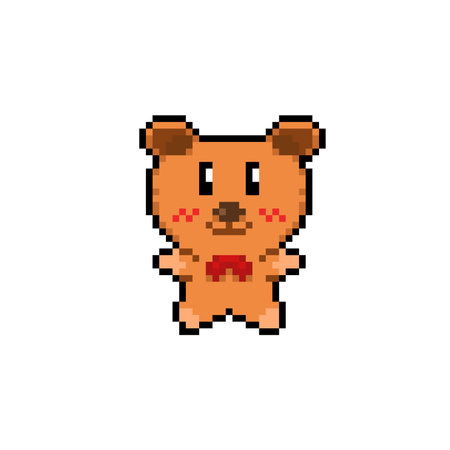 bear doll in pixel art styleのイラスト素材