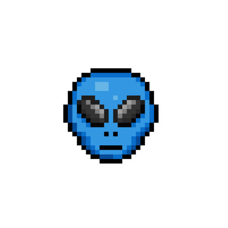 alien head in pixel art styleのイラスト素材