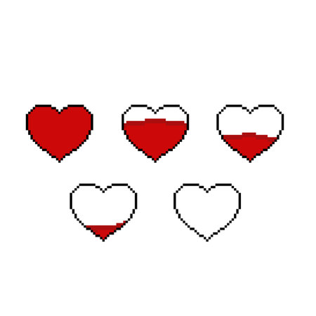 love sign for health indicator in pixel art styleのイラスト素材