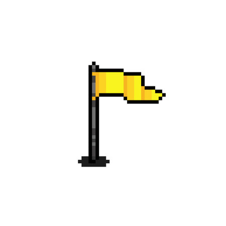 yellow flag with pole in pixel art styleのイラスト素材